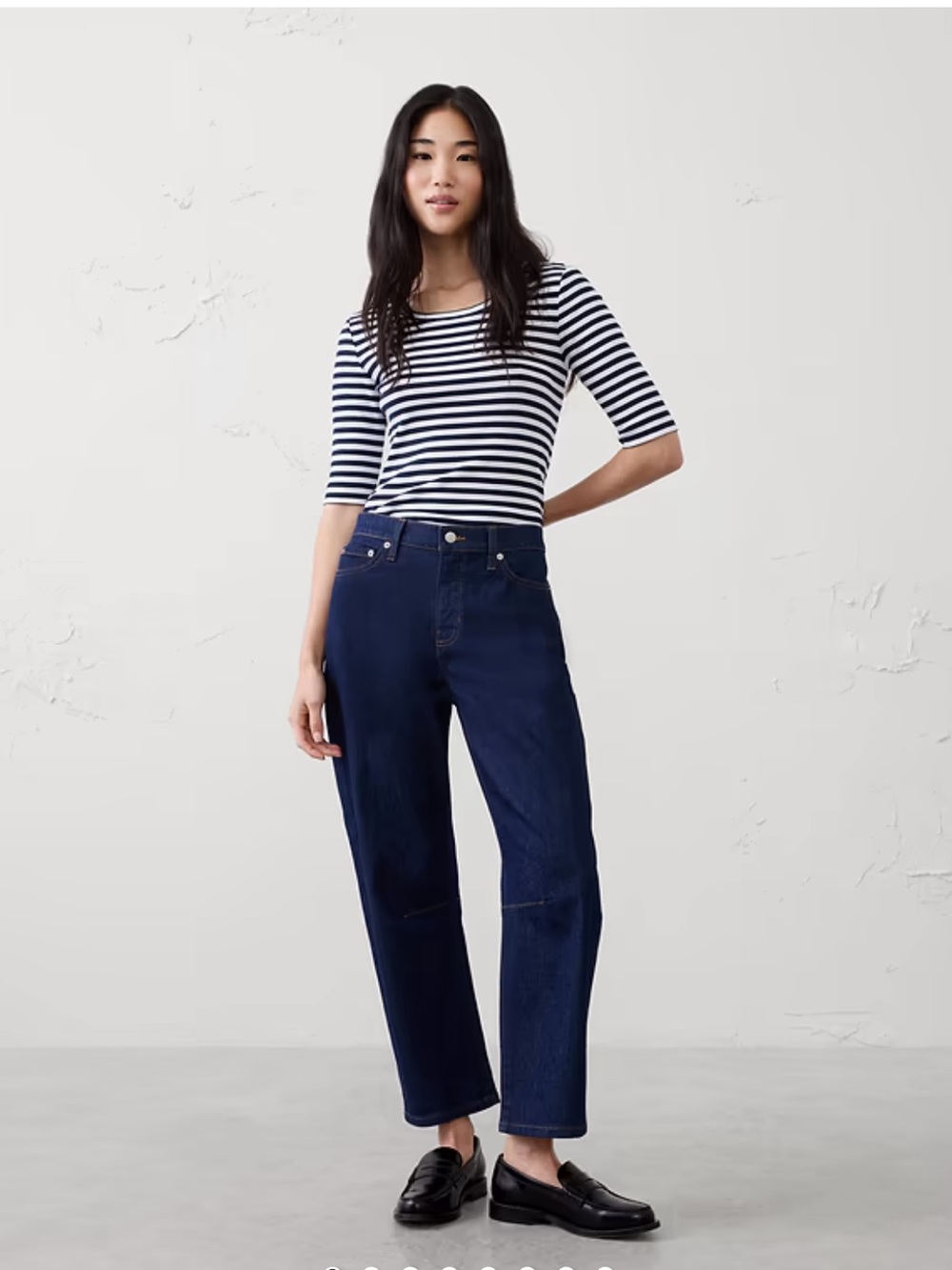 Banana Republic Ribbed Elbow Sleeve Tee Shirt
